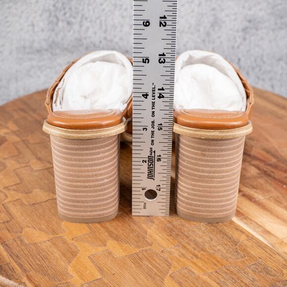 Marc Fisher Sandals Womens 7 M Melita Brown Slip on Strappy Slip-On Block Heels - Picture 4 of 6